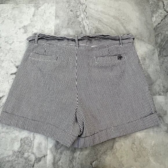 Bow Shorts by Lauren James Co. Medium‎ M 6 Lined Seersucker Blue Stripe - Picture 2 of 5